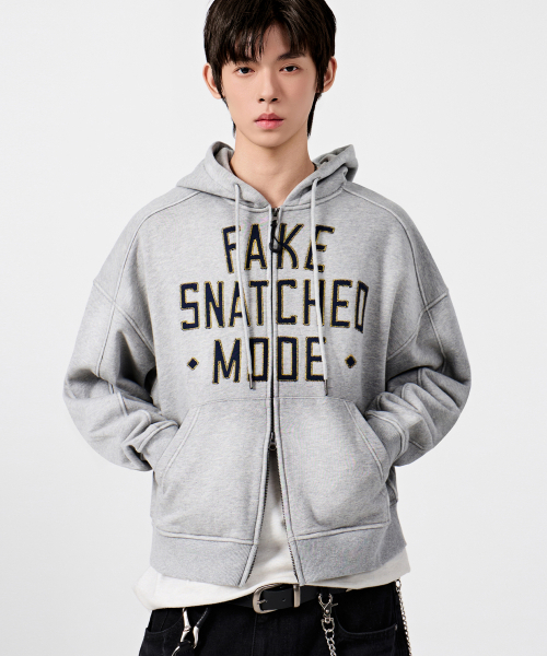 DIMITRI BLACK(ディミトリブラック)の「VLAD SNATCHED パッチクロップフードジップアップ_メランジ(パーカー・レディース・その他・MEDIUM/LARGE/X-LARGE)」の3枚目の写真
