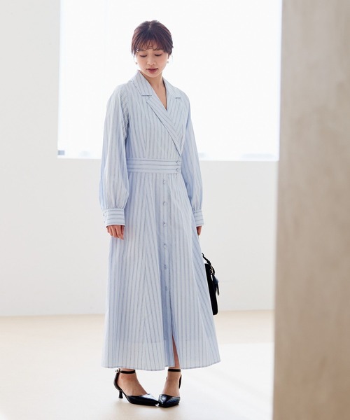Andemiu(アンデミュウ)の「カイキンストライプシャツワンピース657801(ワンピース・レディース・ライトブルー/ライトベージュ・FREE)」の21枚目の写真