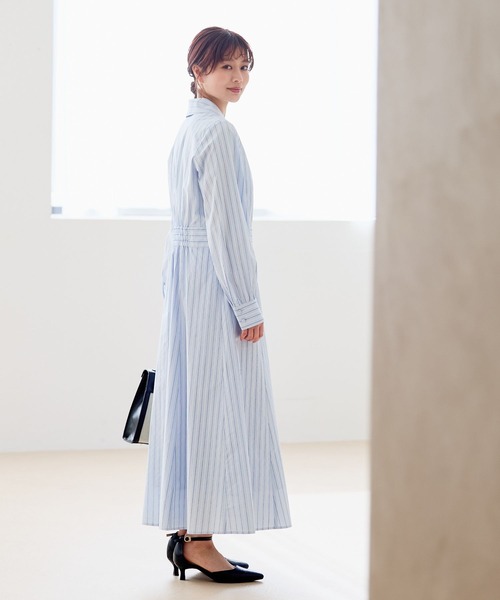 Andemiu(アンデミュウ)の「カイキンストライプシャツワンピース657801(ワンピース・レディース・ライトブルー/ライトベージュ・FREE)」の22枚目の写真