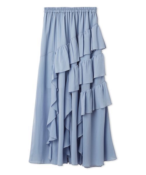 LILY BROWN（リリーブラウン）の「【WEB限定00サイズ】ラッフルフリルティアードスカート（スカート・レディース・ブルー/ホワイト/ドット・F）」の2枚目の写真