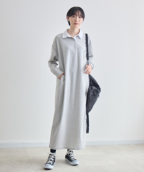 Paradise Picnic(パラダイスピクニック)の「ROSIEE ロゴ刺繍ポロシャツワンピース(シャツワンピース・レディース・グレー/ブラック・FREE)」の2枚目の写真