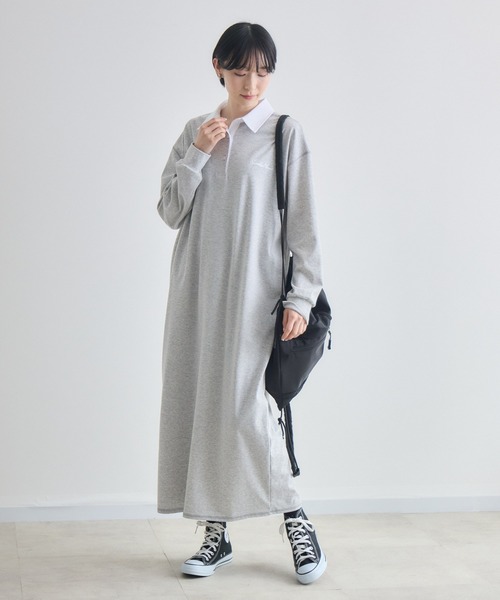 Paradise Picnic(パラダイスピクニック)の「ROSIEE ロゴ刺繍ポロシャツワンピース(シャツワンピース・レディース・グレー/ブラック・FREE)」の4枚目の写真