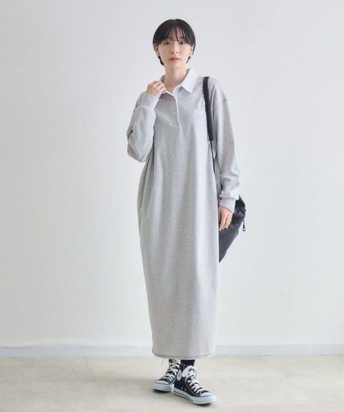 Paradise Picnic(パラダイスピクニック)の「ROSIEE ロゴ刺繍ポロシャツワンピース(シャツワンピース・レディース・グレー/ブラック・FREE)」の6枚目の写真