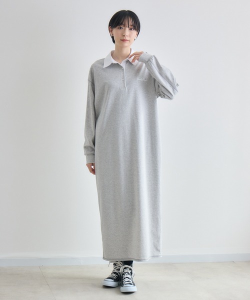 Paradise Picnic(パラダイスピクニック)の「ROSIEE ロゴ刺繍ポロシャツワンピース(シャツワンピース・レディース・グレー/ブラック・FREE)」の8枚目の写真