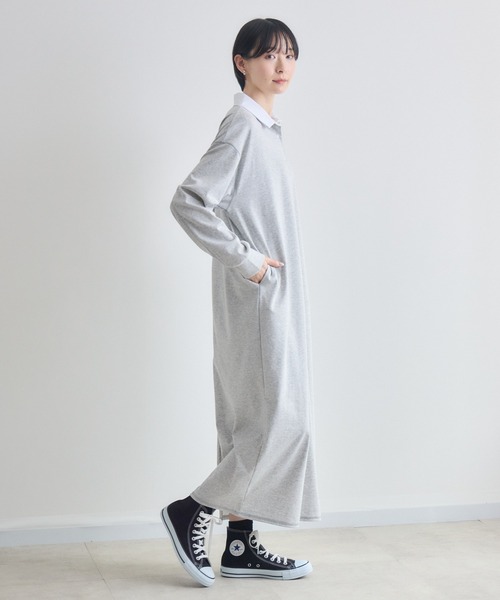 Paradise Picnic(パラダイスピクニック)の「ROSIEE ロゴ刺繍ポロシャツワンピース(シャツワンピース・レディース・グレー/ブラック・FREE)」の9枚目の写真
