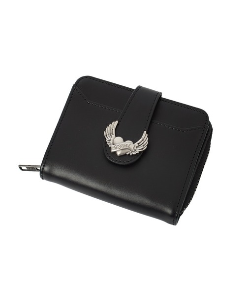 X-girl(エックスガール)の「HEART AND WING EMBLEM FAUX LEATHER WALLET(財布・レディース・ブラック/ブラウン/ピンク・ONE SIZE)」の6枚目の写真