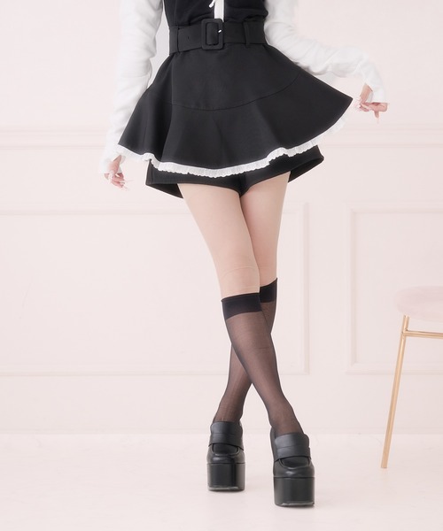 ミニピンLOVE♥️プロフ必読願います 　CHANEL CC柄フレアスカート セール】ベルト付きフレアスカートパンツ（スカート）｜Pal elfy（パル