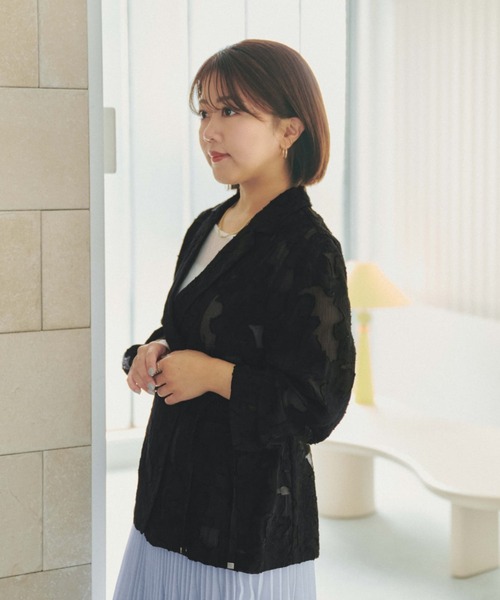 COHINA（コヒナ）の「シアージャカードセミダブルジャケット 【低身長・小柄女性】（テーラードジャケット・レディース・ホワイト/ブラック・ONE SIZE）」の8枚目の写真