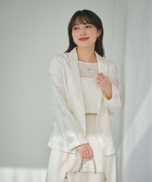 COHINA（コヒナ）の「シアージャカードセミダブルジャケット 【低身長・小柄女性】（テーラードジャケット・レディース・ホワイト/ブラック・ONE SIZE）」の3枚目の写真