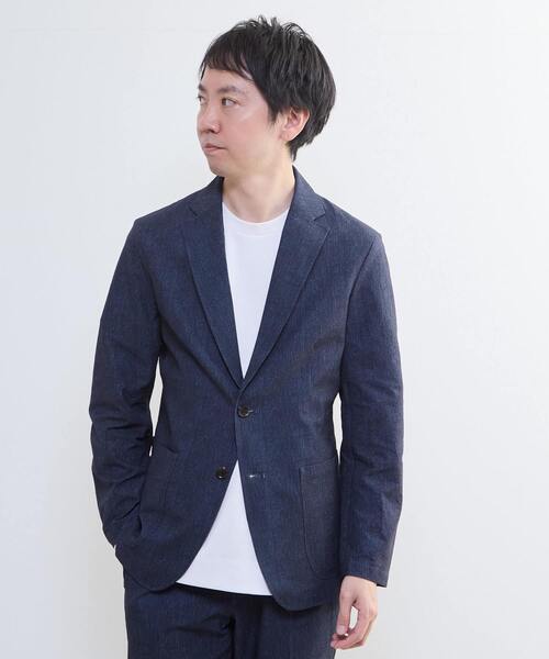 MEN'S MELROSE(メンズメルローズ)の「プリントテックサッカーイージージャケット(セットアップ可)(テーラードジャケット・メンズ・ライトグレー/ベージュ/ネイビー・3/5)」の3枚目の写真