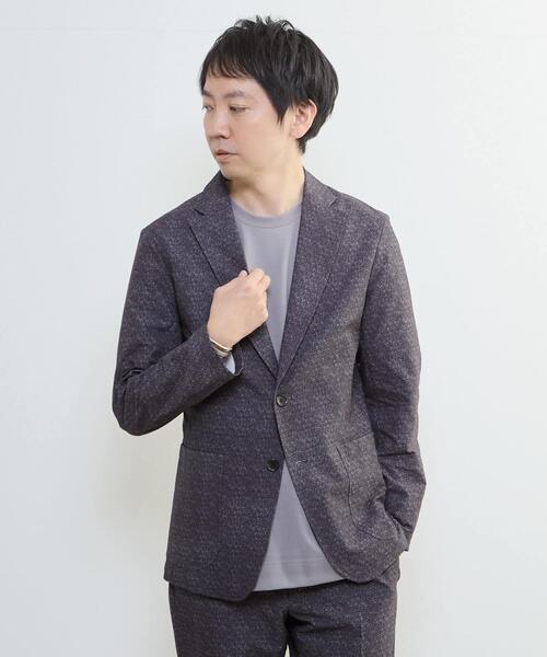 MEN'S MELROSE(メンズメルローズ)の「プリントテックサッカーイージージャケット(セットアップ可)(テーラードジャケット・メンズ・ライトグレー/ベージュ/ネイビー/チャコールグレー・3/5/4)」の2枚目の写真