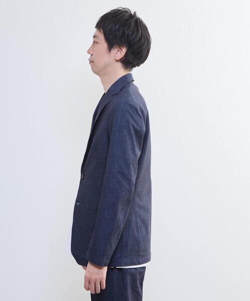 MEN'S MELROSE(メンズメルローズ)の「プリントテックサッカーイージージャケット(セットアップ可)(テーラードジャケット・メンズ・ライトグレー/ベージュ/ネイビー・3/5)」の5枚目の写真