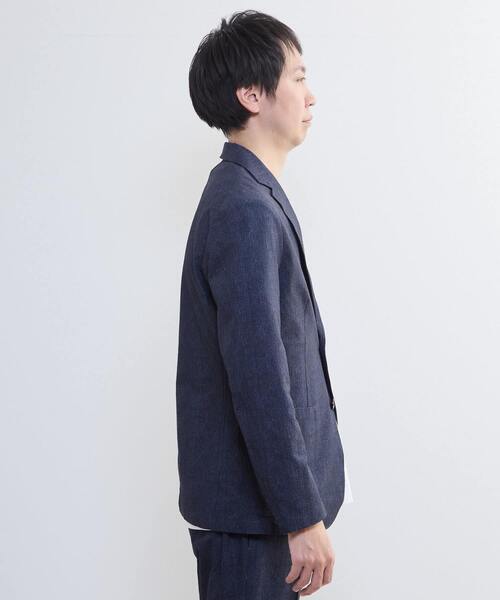 MEN'S MELROSE(メンズメルローズ)の「プリントテックサッカーイージージャケット(セットアップ可)(テーラードジャケット・メンズ・ライトグレー/ベージュ/ネイビー・3/5)」の7枚目の写真