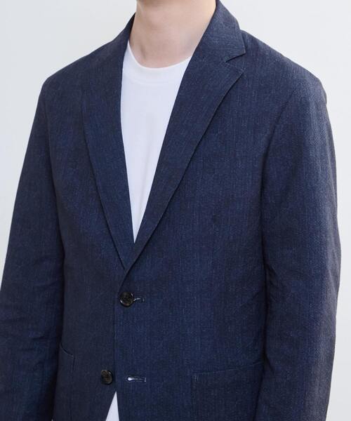 MEN'S MELROSE(メンズメルローズ)の「プリントテックサッカーイージージャケット(セットアップ可)(テーラードジャケット・メンズ・ライトグレー/ベージュ/ネイビー・3/5)」の8枚目の写真