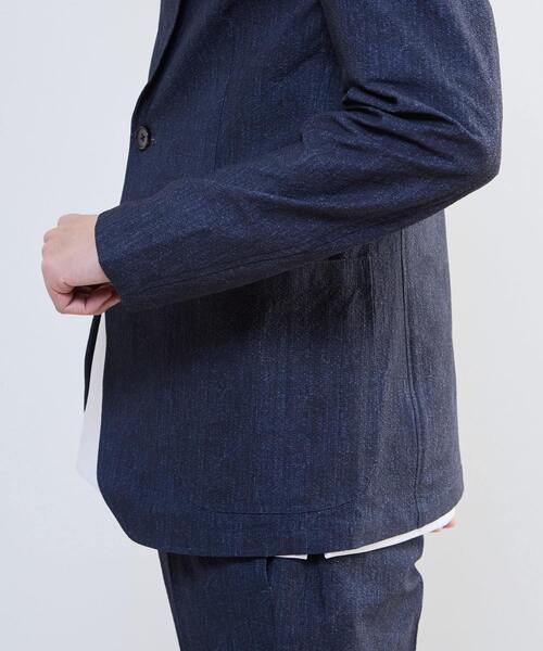 MEN'S MELROSE(メンズメルローズ)の「プリントテックサッカーイージージャケット(セットアップ可)(テーラードジャケット・メンズ・ライトグレー/ベージュ/ネイビー・3/5)」の9枚目の写真