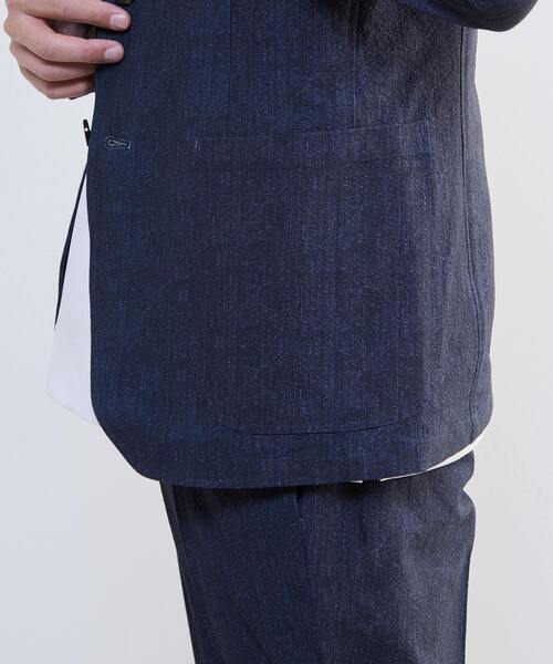 MEN'S MELROSE(メンズメルローズ)の「プリントテックサッカーイージージャケット(セットアップ可)(テーラードジャケット・メンズ・ライトグレー/ベージュ/ネイビー・3/5)」の10枚目の写真