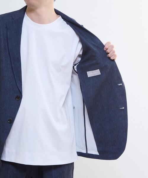 MEN'S MELROSE(メンズメルローズ)の「プリントテックサッカーイージージャケット(セットアップ可)(テーラードジャケット・メンズ・ライトグレー/ベージュ/ネイビー・3/5)」の12枚目の写真