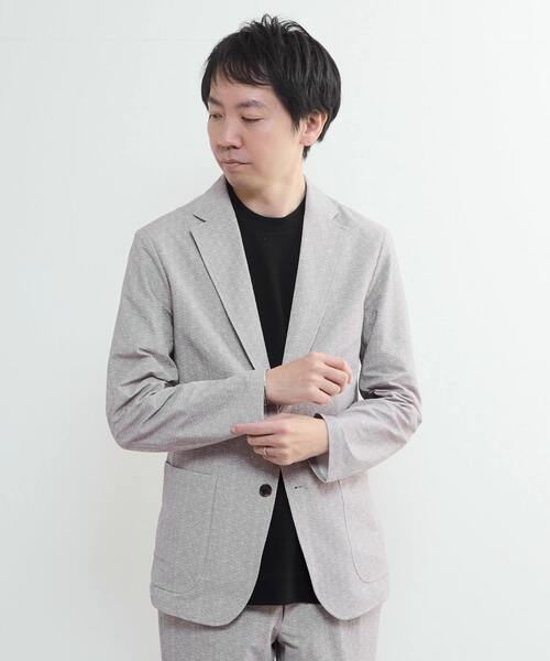 MEN'S MELROSE(メンズメルローズ)の「プリントテックサッカーイージージャケット(セットアップ可)(テーラードジャケット・メンズ・ライトグレー/ベージュ/ネイビー・3/5)」の18枚目の写真