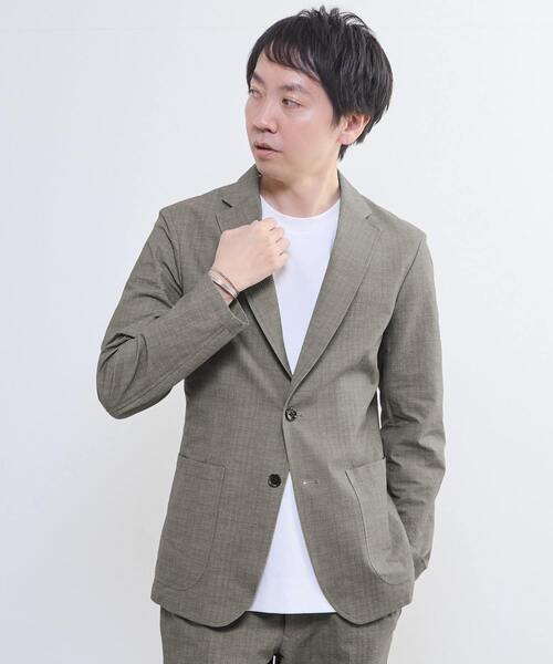 MEN'S MELROSE(メンズメルローズ)の「プリントテックサッカーイージージャケット(セットアップ可)(テーラードジャケット・メンズ・ライトグレー/ベージュ/ネイビー・3/5)」の21枚目の写真