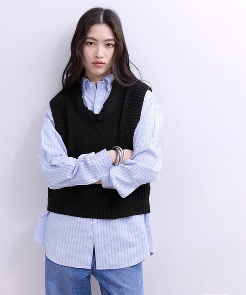 新品 ADAM ET ROPE  ベスト アダム エ ロペ ADAM ET ROPE' 【WEB限定】ミックスパターンニット