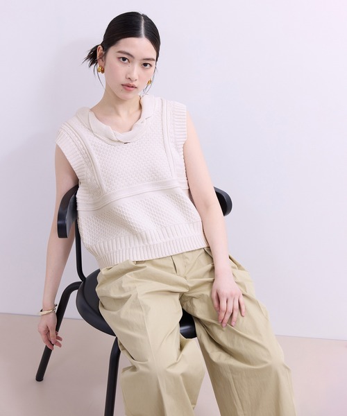ADAM ET ROPE'(アダムエロペ)の「【WEB限定】ミックスパターンニットベスト(ベスト・レディース・ブラック/オフホワイト/グレー・FREE)」の20枚目の写真