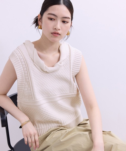 1009  ADAM ET ROPE' アランジャカードベスト ADAM ET ROPÉ WILD LIFE TAILOR(アダム エ ロペ ワイルド ライフ