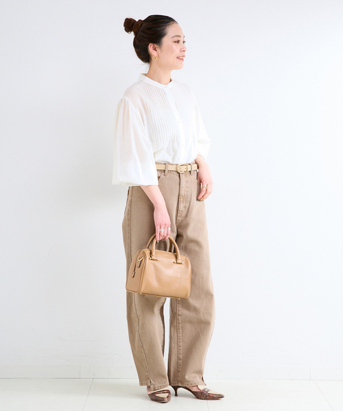 ヨークピンタックブラウス　ベージュ 手洗い可 / ピンタックブラウス（シャツ/ブラウス）｜B.C STOCK（ベー