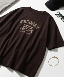 DISCUS | 2026SS DISCUS/ディスカス カレッジロゴ ワンポイントロゴ刺繍 オーバーサイズ 半袖スウェットTシャツ(Tシャツ/カットソー)