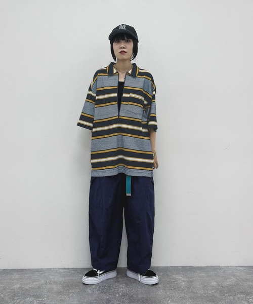 niko and...（ニコアンド）の「[MODE NORM CORE] ハーフジップポケプルオーバー（Tシャツ/カットソー・レディース・ネイビー/スモーク/イエロー・LARGE/MEDIUM）」の9枚目の写真