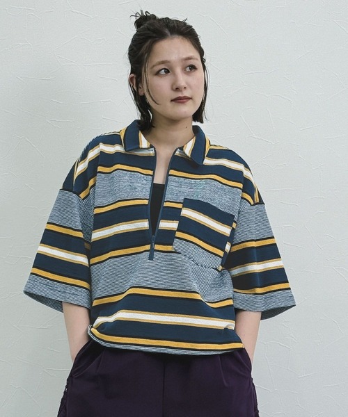 niko and...（ニコアンド）の「[MODE NORM CORE] ハーフジップポケプルオーバー（Tシャツ/カットソー・レディース・ネイビー/スモーク/イエロー・LARGE/MEDIUM）」の13枚目の写真
