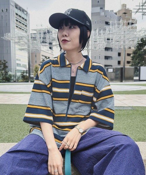 niko and...（ニコアンド）の「[MODE NORM CORE] ハーフジップポケプルオーバー（Tシャツ/カットソー・レディース・ネイビー/スモーク/イエロー・LARGE/MEDIUM）」の5枚目の写真