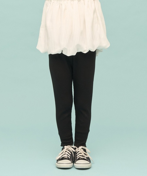 Lycee mine(リセマイン)の「裾レースフリル9分丈レギンス【子供服】【キッズ】【女の子】(レギンス/スパッツ・キッズ・トップグレー/ブラック/パープル系その他・140cm/130cm/110cm/150cm/90cm/100cm/120cm)」の2枚目の写真