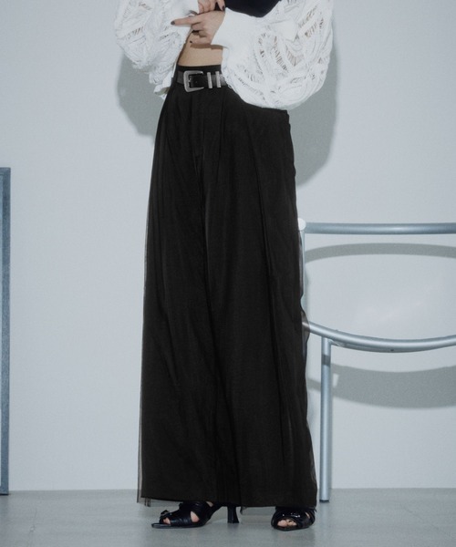 PAGEBOY(ページボーイ)の「チュールレイヤードパンツ【セットアップ対応】(その他パンツ・レディース・グレー/ブラック・FREE)」の8枚目の写真