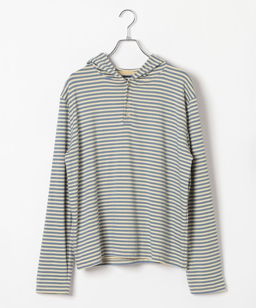 LAND MUSEUM（ランドミュージアム）の「LAND MUSEUM／ヘンリーネックフード（パーカー・メンズ・ベージュ/ブラック・FREE）」の2枚目の写真