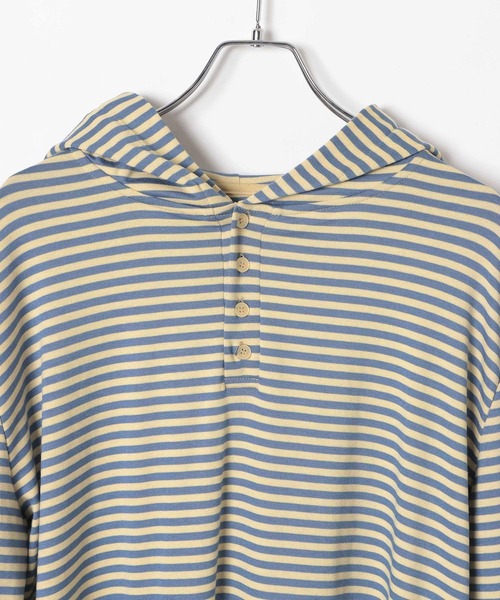 LAND MUSEUM（ランドミュージアム）の「LAND MUSEUM／ヘンリーネックフード（パーカー・メンズ・ベージュ/ブラック・FREE）」の4枚目の写真