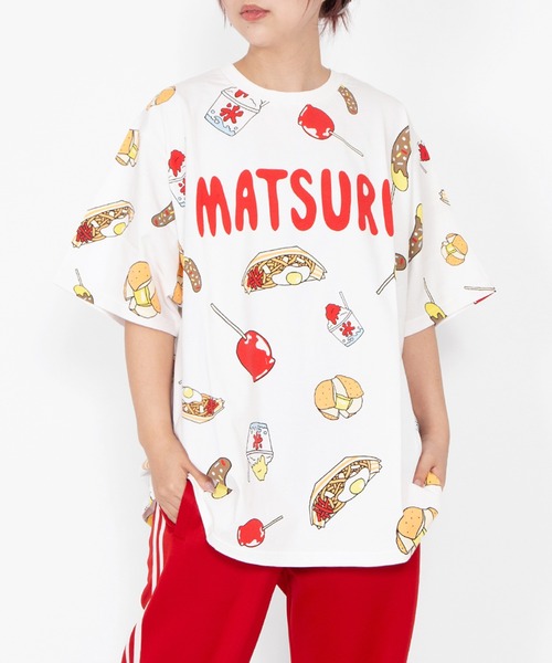 PUNYUS(プニュズ)の「【新サイズ】祭り総柄Tシャツ(Tシャツ/カットソー・レディース・ホワイト・3/4/5/1/2)」の1枚目の写真