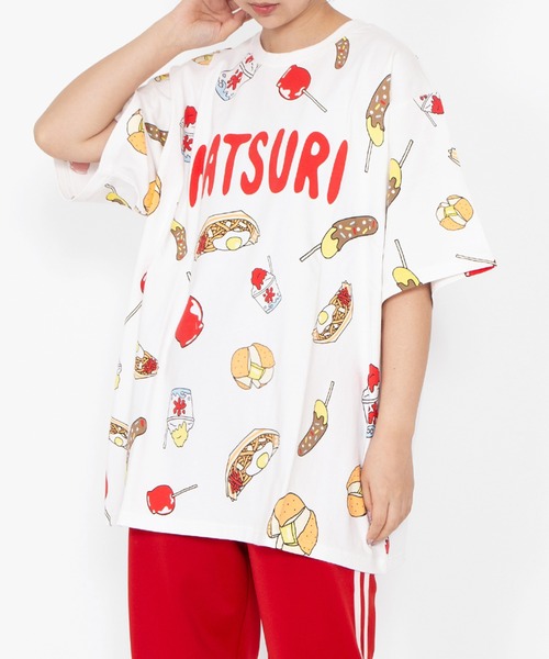 PUNYUS(プニュズ)の「【新サイズ】祭り総柄Tシャツ(Tシャツ/カットソー・レディース・ホワイト・3/4/5/1/2)」の2枚目の写真