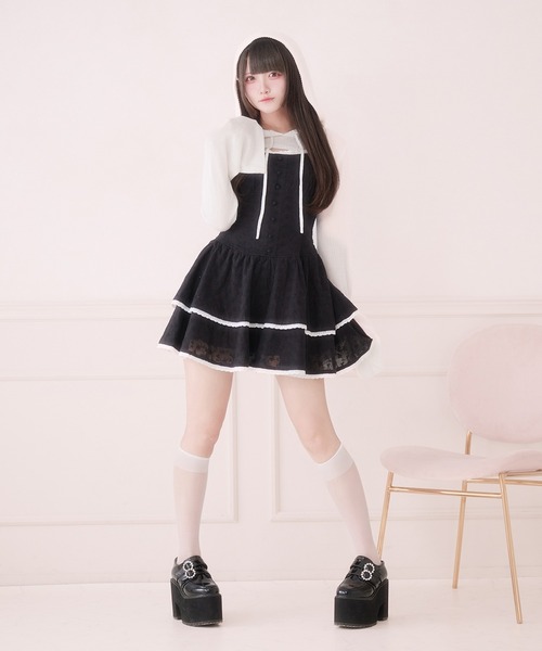 Pal elfy(パルエルフィー)の「クロップドニットフーディー(カーディガン/ボレロ・レディース・オフホワイト/ブラック・フリー)」の8枚目の写真
