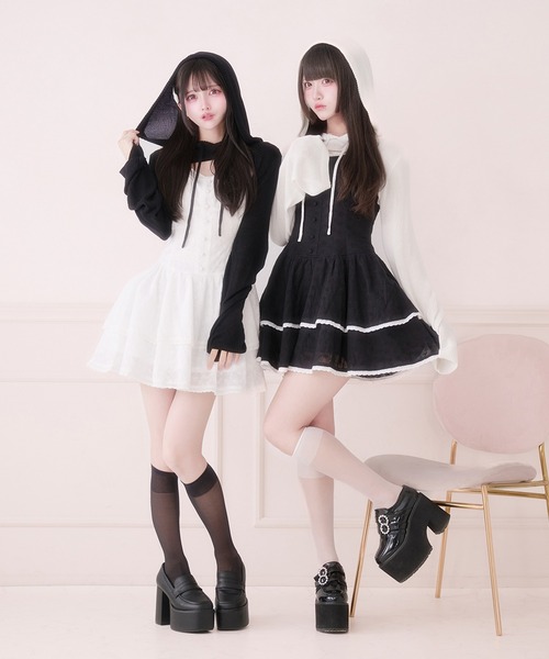 Pal elfy(パルエルフィー)の「クロップドニットフーディー(カーディガン/ボレロ・レディース・オフホワイト/ブラック・フリー)」の20枚目の写真