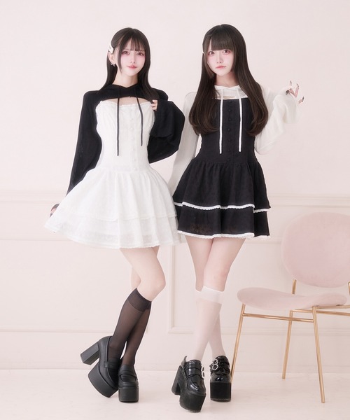 Pal elfy(パルエルフィー)の「クロップドニットフーディー(カーディガン/ボレロ・レディース・オフホワイト/ブラック・フリー)」の17枚目の写真