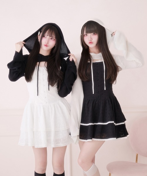 Pal elfy(パルエルフィー)の「クロップドニットフーディー(カーディガン/ボレロ・レディース・オフホワイト/ブラック・フリー)」の21枚目の写真