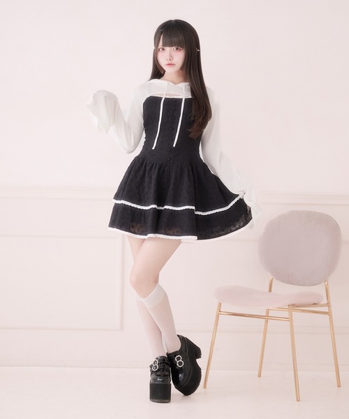Pal elfy(パルエルフィー)の「クロップドニットフーディー(カーディガン/ボレロ・レディース・オフホワイト/ブラック・フリー)」の7枚目の写真