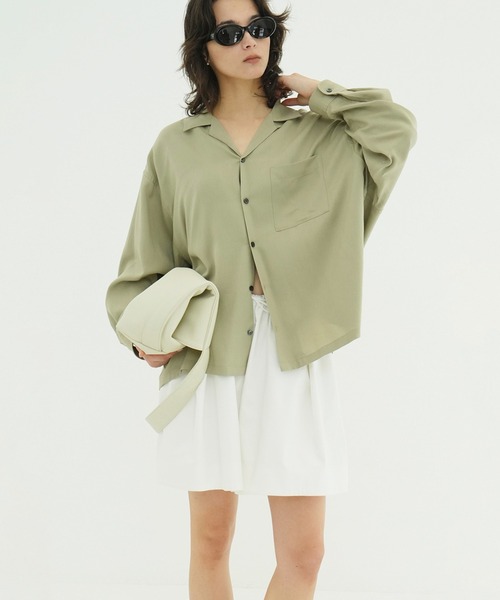 CLANE(クラネ)の「OPEN COLLAR OVER SHIRTS(シャツ/ブラウス・レディース・ブラウン/アイボリー・1/2)」の16枚目の写真