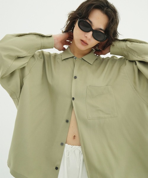 CLANE(クラネ)の「OPEN COLLAR OVER SHIRTS(シャツ/ブラウス・レディース・ブラウン/アイボリー・1/2)」の20枚目の写真