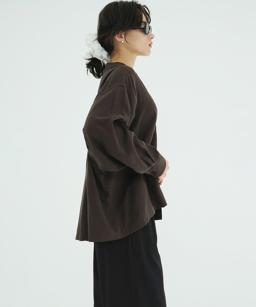 CLANE(クラネ)の「OPEN COLLAR OVER SHIRTS(シャツ/ブラウス・レディース・ブラウン/アイボリー・1/2)」の6枚目の写真