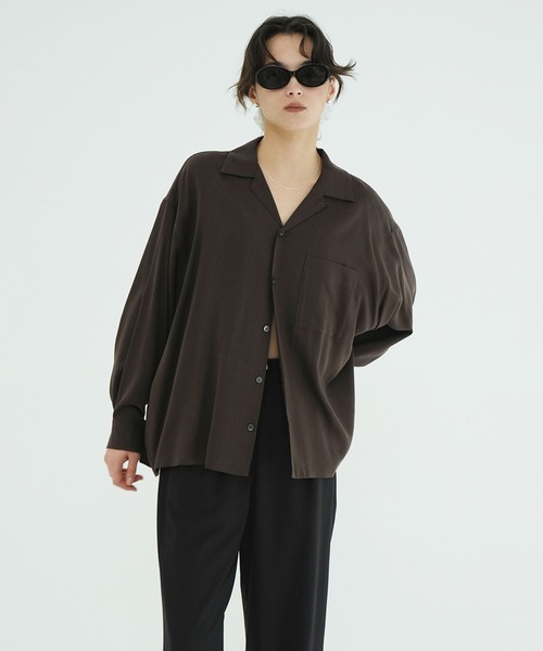 今期 CLANE OPEN COLLAR OVER SHIRTS ブラウン OPEN COLLAR OVER SHIRTS（シャツ/ブラウス）｜CLANE（クラネ）の