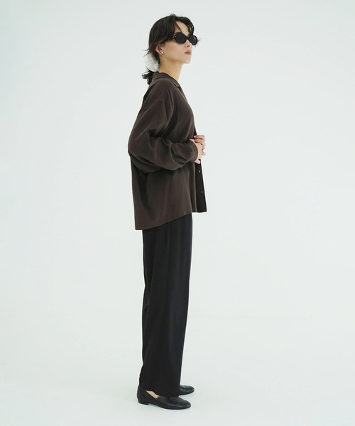 CLANE(クラネ)の「OPEN COLLAR OVER SHIRTS(シャツ/ブラウス・レディース・ブラウン/アイボリー・1/2)」の7枚目の写真