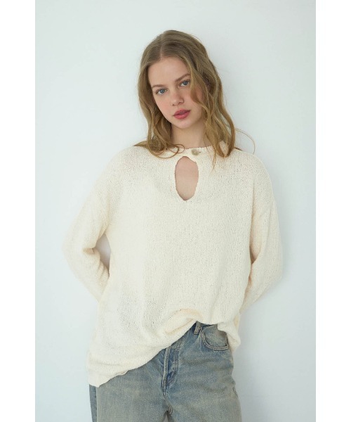 ALEXIA STAM(アリシアスタン)の「Shell Button Knit Top /シェルボタンニット(ニット/セーター・レディース・ブラック/アイボリー/ブラウン・FREE)」の1枚目の写真