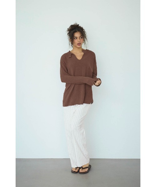 ALEXIA STAM(アリシアスタン)の「Shell Button Knit Top /シェルボタンニット(ニット/セーター・レディース・ブラック/アイボリー/ブラウン・FREE)」の11枚目の写真