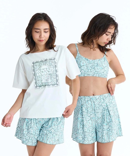 新品未使用　ROXY　ロキシー REEF NOTE　水着　3点セット L セール】ROXY/ロキシー 水着 3点セット ビキニ ラッシュT 付き REEF